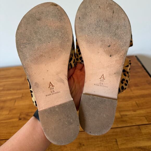 Anthropologie Monica Leopard Print Leather Slide Sandals Size 9 - Picture 5 of 5